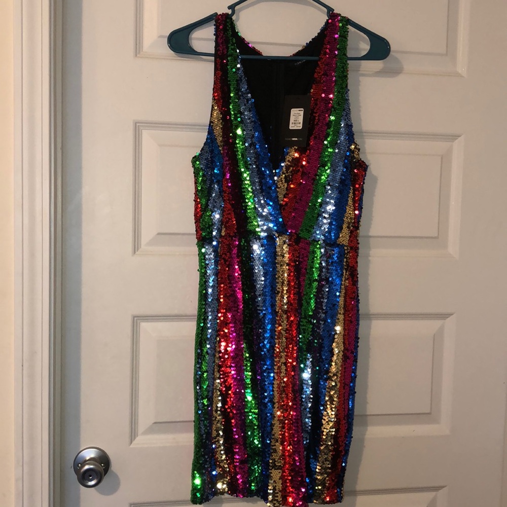 Rainbow sequins dress